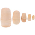 5Pcs Unpainted Wooden Nesting Dolls (Khaki) S163432