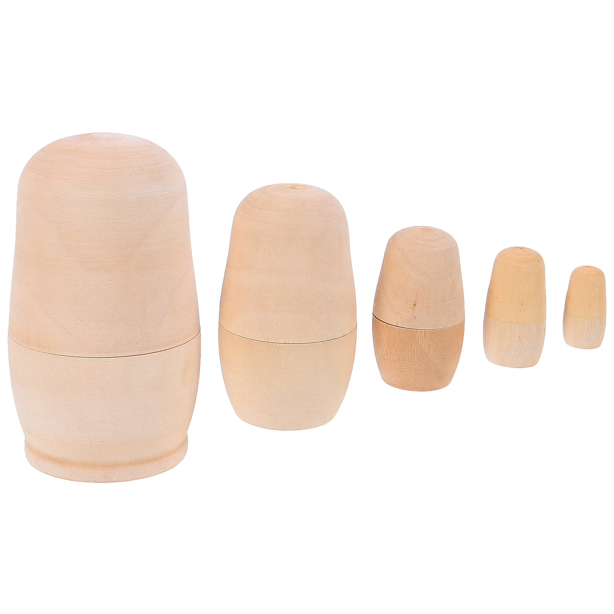 5Pcs Unpainted Wooden Nesting Dolls (Khaki) S163432