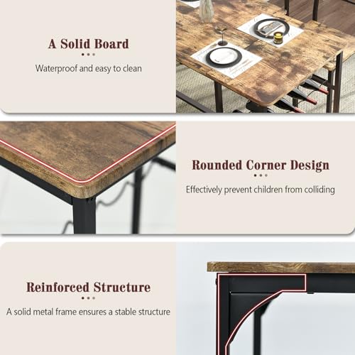 Black 4 Piece Dining Table Set with 2 Chairs and Bench B8376