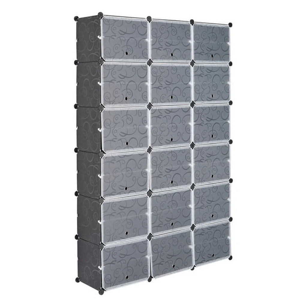 Black 12-Tier Expandable Shoe Rack Tower Storage Cabinet P109689