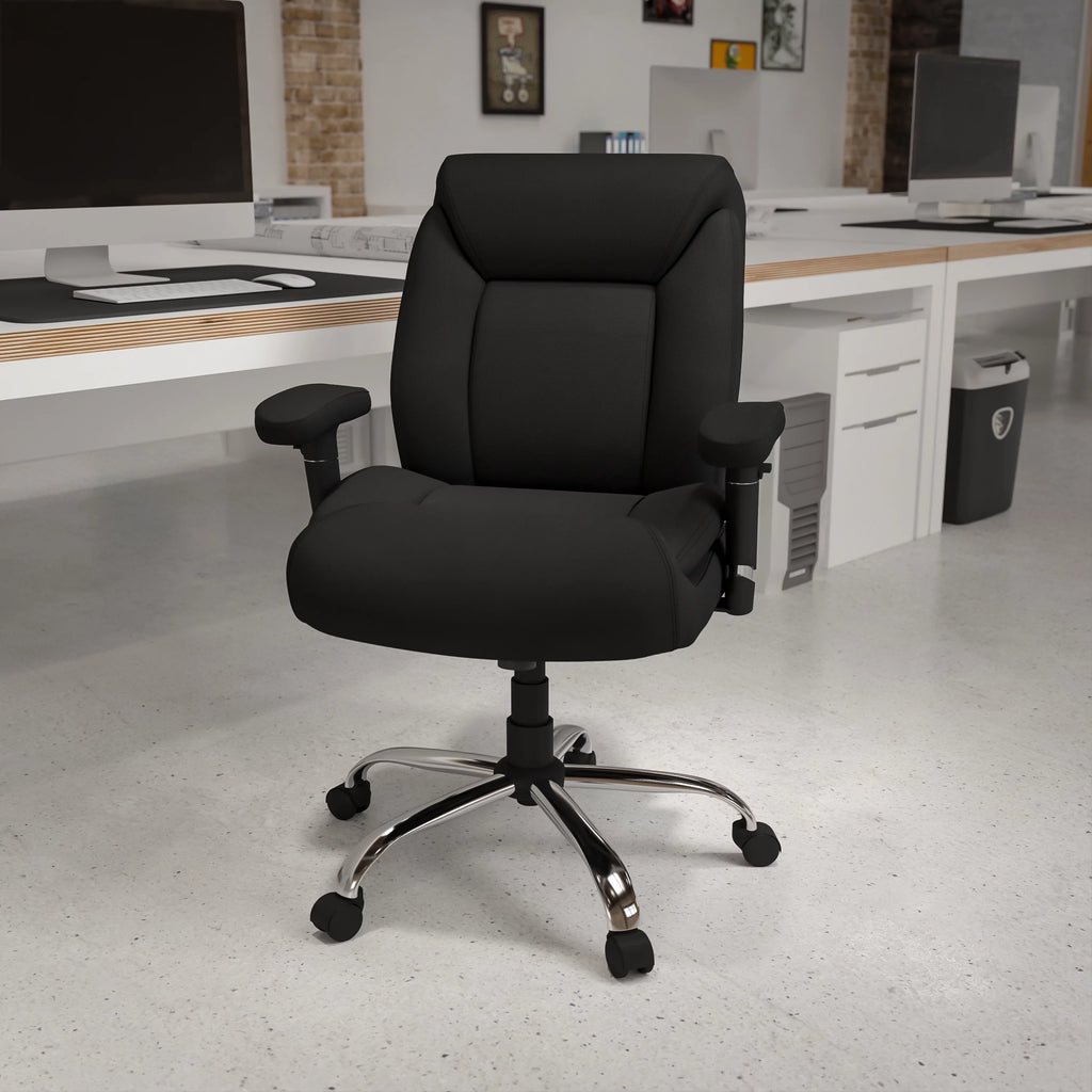 Big & Tall 400 lb. Rated Black Fabric Tufted Swivel Ergonomic Office Chair P2888