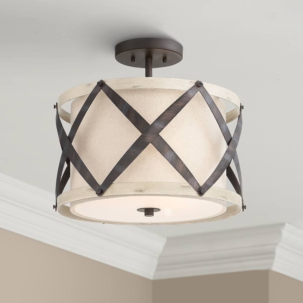 Bronze and Wood Ceiling Light S782