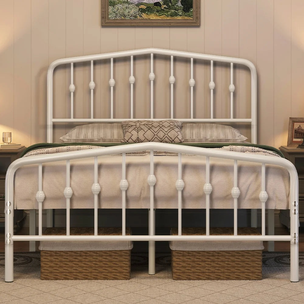 Queen Black Metal Platform Bed with Arched Headboard H817109