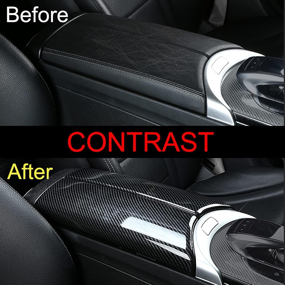 Car Interior Center Console Armrest Storage Box Protective Cover Trim (Carbon Fiber Color) E1468