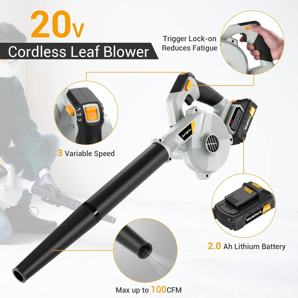 20V Cordless Electric Leaf Blower & Vacuums with Charger & 2.0Ah Lithium Battery M363828