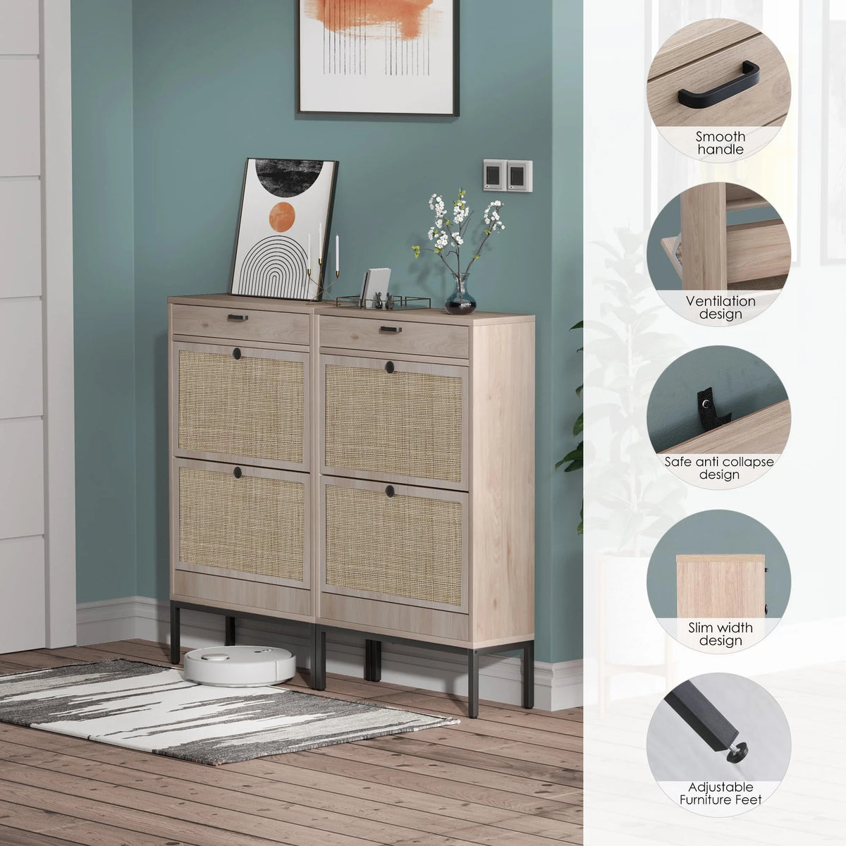 Shoe Storage Cabinet with Flip Drawers K6838