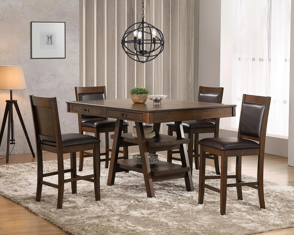 5-piece Rectangular Dining Set Brown and Walnut J914171