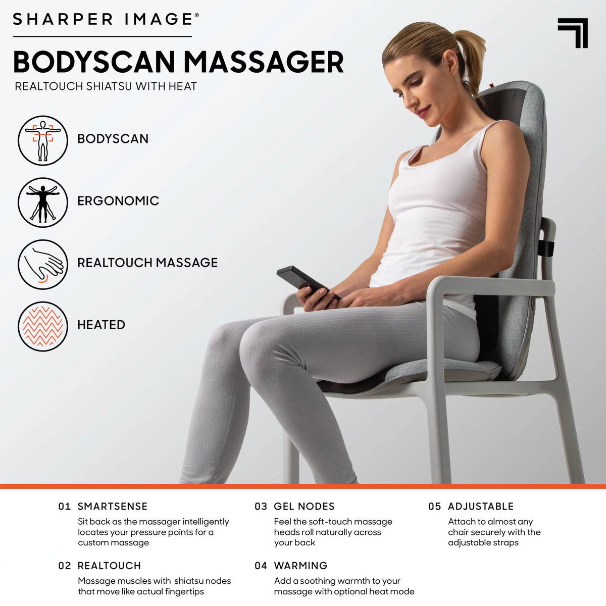 Shiatsu Chair Pad Seat Cushion Massager with 4 Gel Nodes V306247
