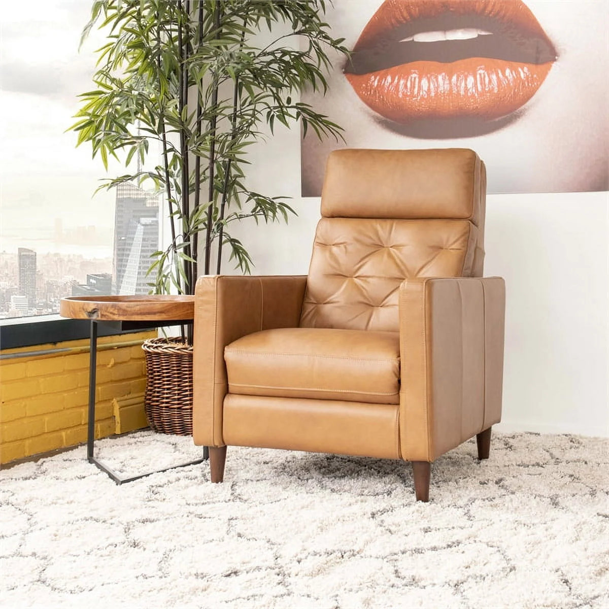 Cognac Brown Leather Recliner Set A737