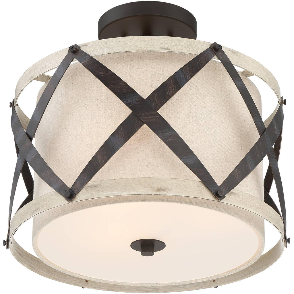 Bronze and Wood Ceiling Light S782