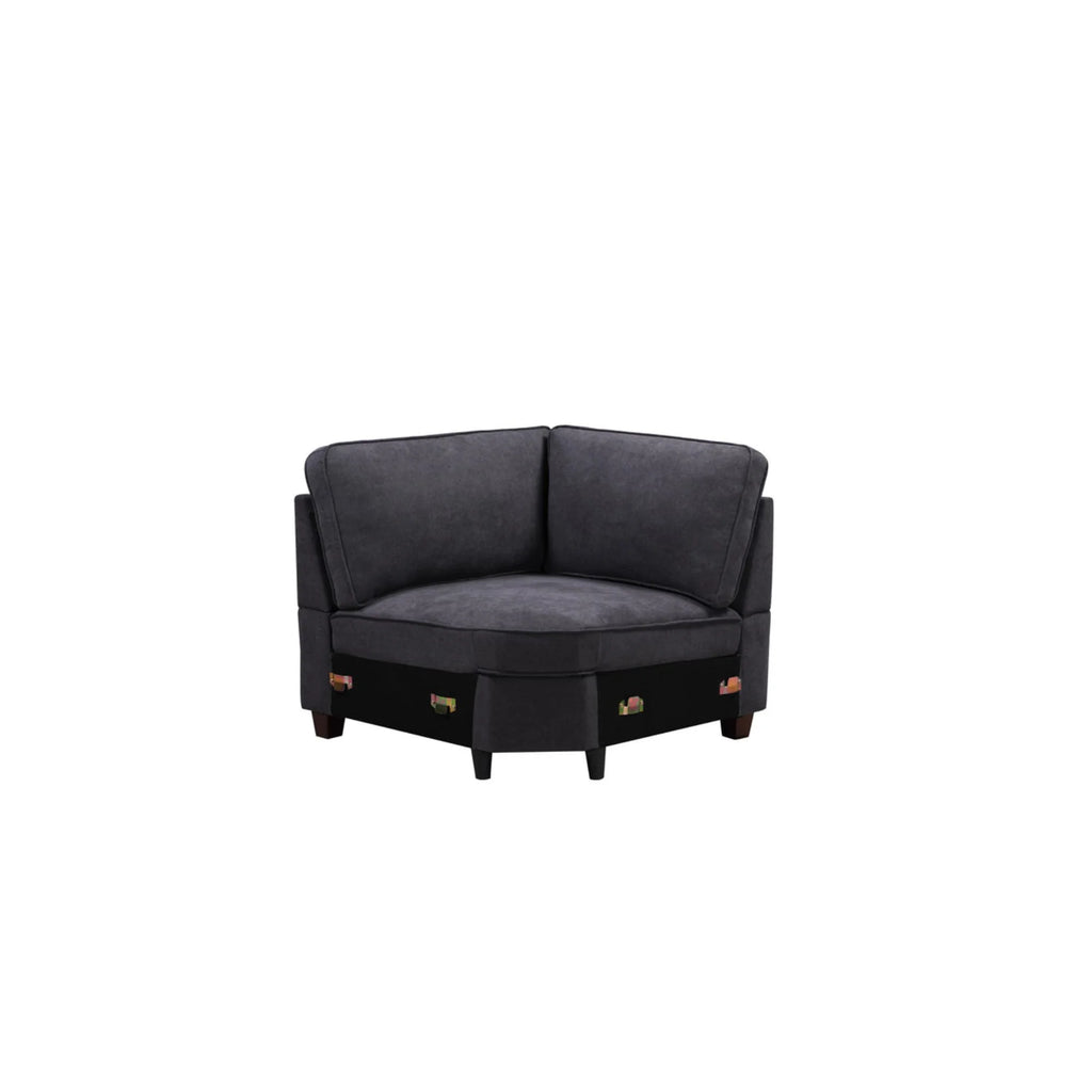 Dark Gray Woven 8Pc Modular Sectional Sofa Chaise and Ottoman F560
