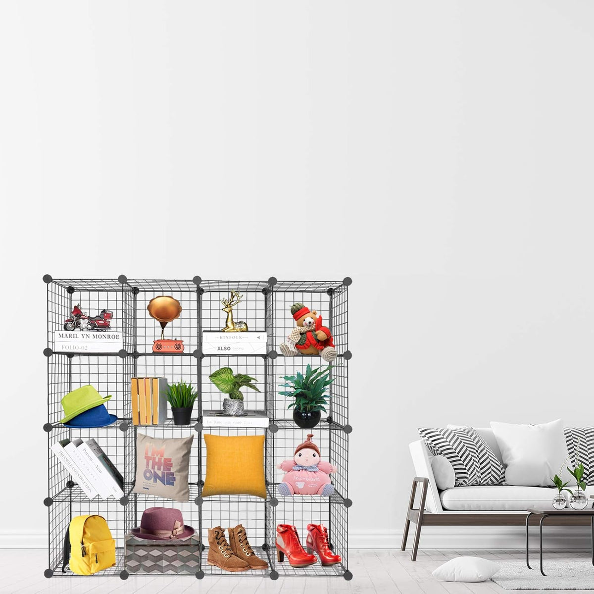 16-Cube Modular Wire Cube Storage Organizer, Black N356659