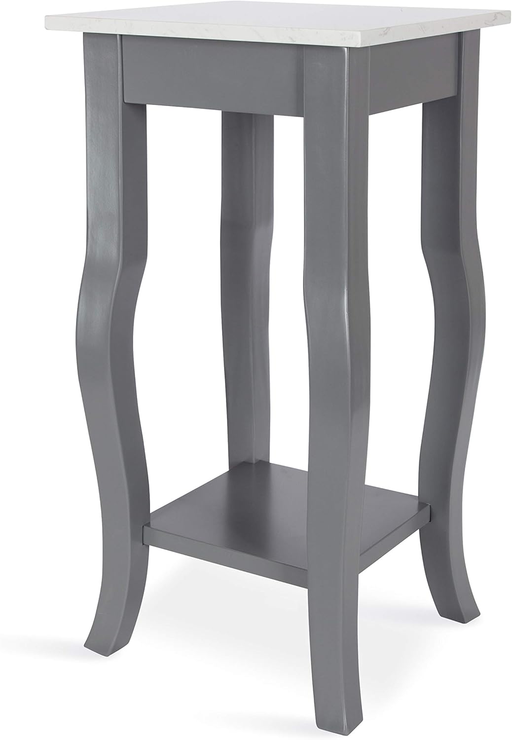 Black Wood Pedestal End Table with Lower Display Shelf, Pack of 2 C963
