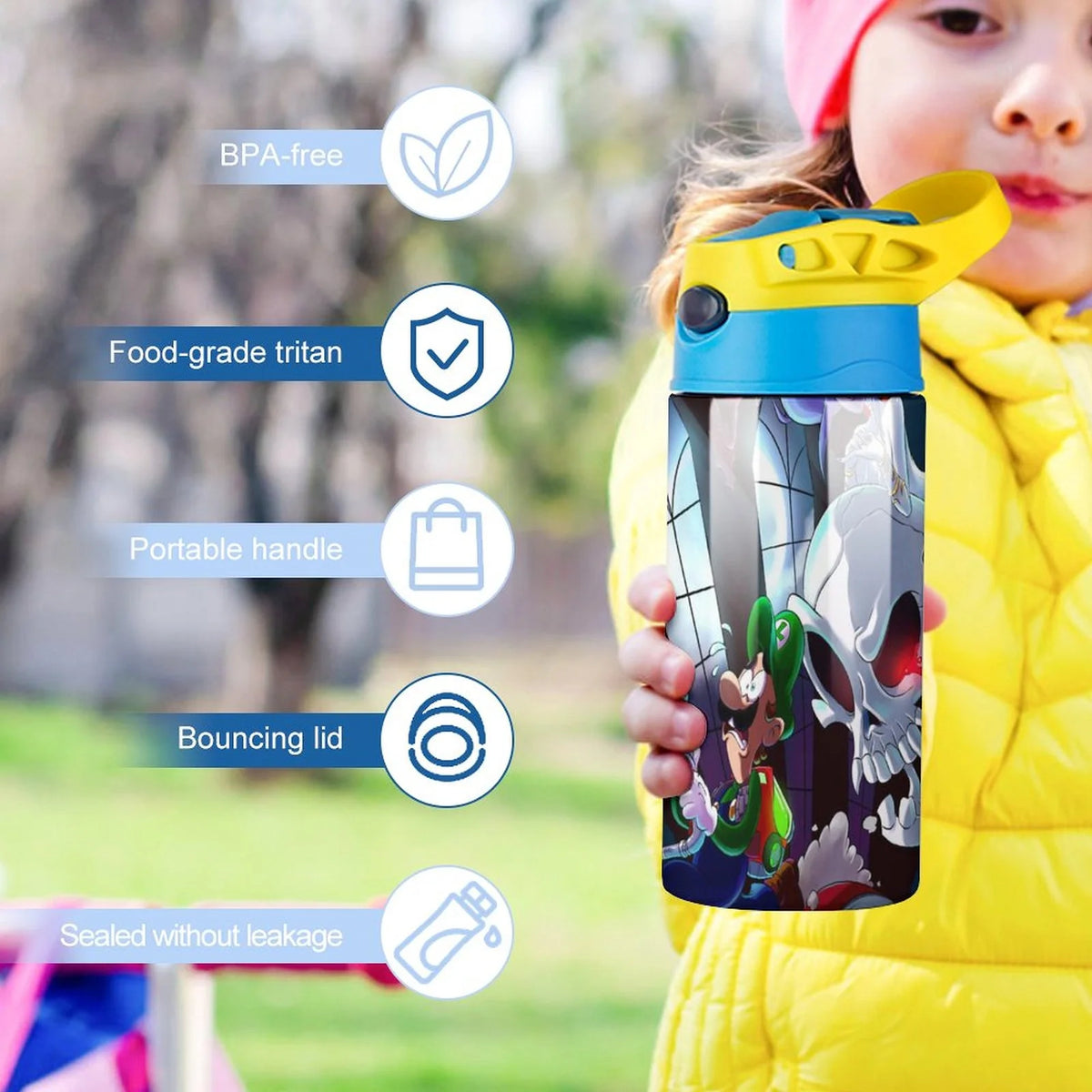 Insulated Stainless Steel Water Bottle with Straw Q830