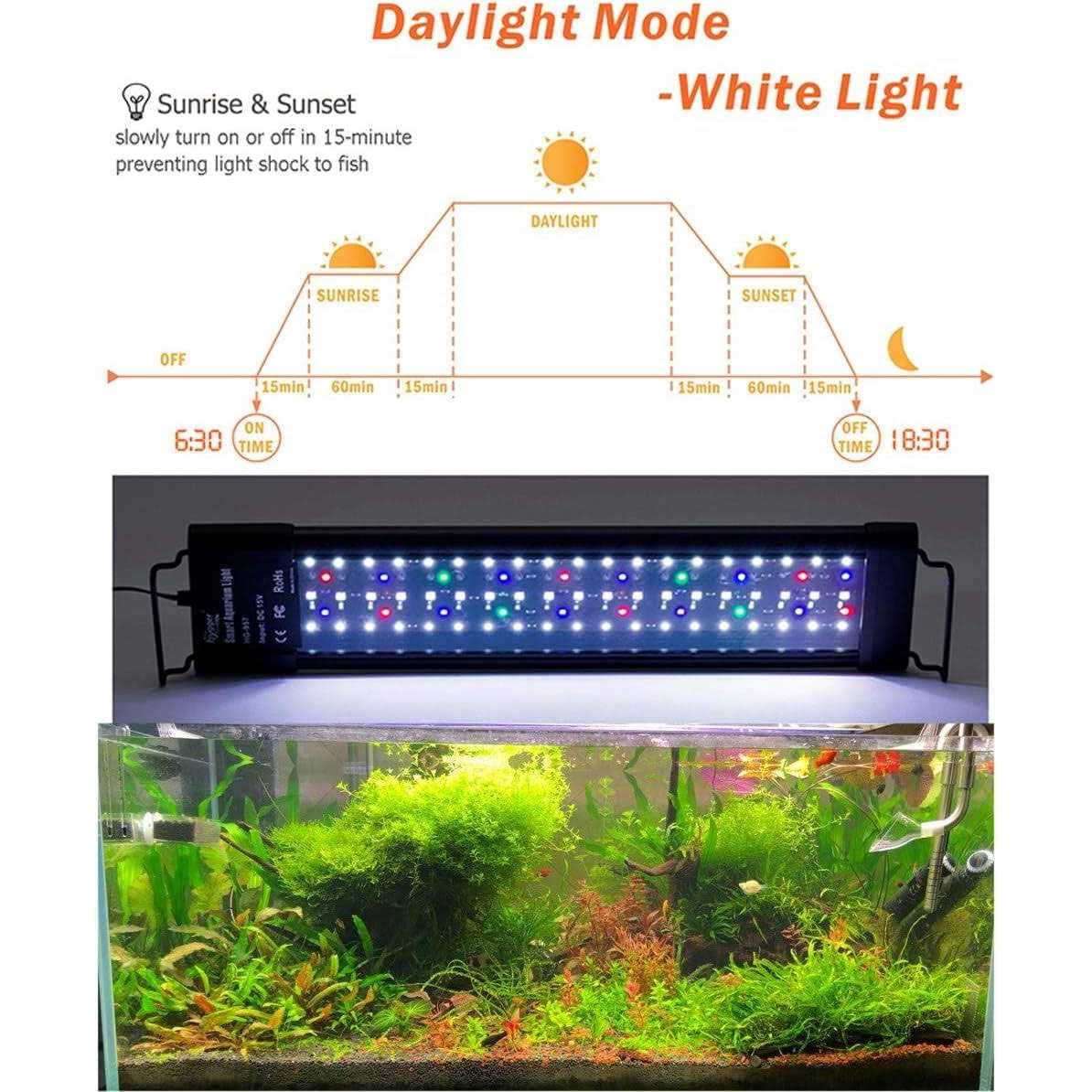 Hygger Auto On Off LED Aquarium Light Extendable 7 Colors Full Spectrum Light Fixture for Freshwater Planted Tank Build Y202165