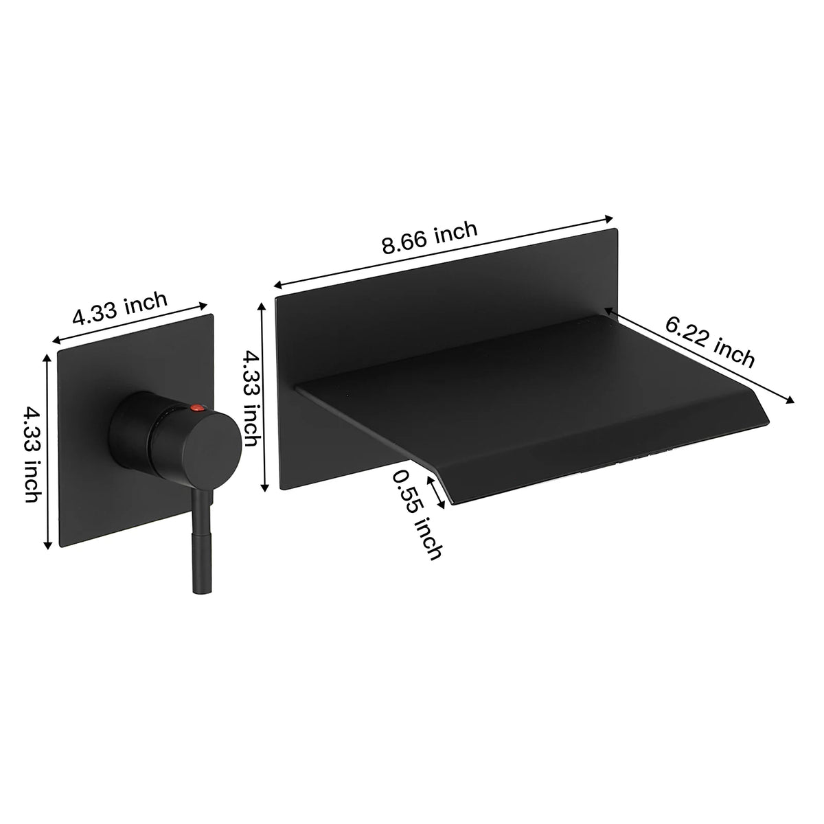 Wall Mount Waterfall Bathroom Faucet Matte Black V186