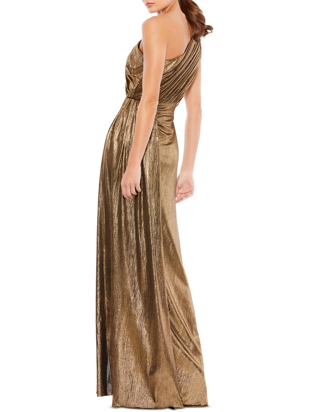 Metallic One Shoulder Evening Dress M58416