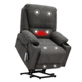 Dark Gray Linen Power Lift Recliner with Cup Holder R36762