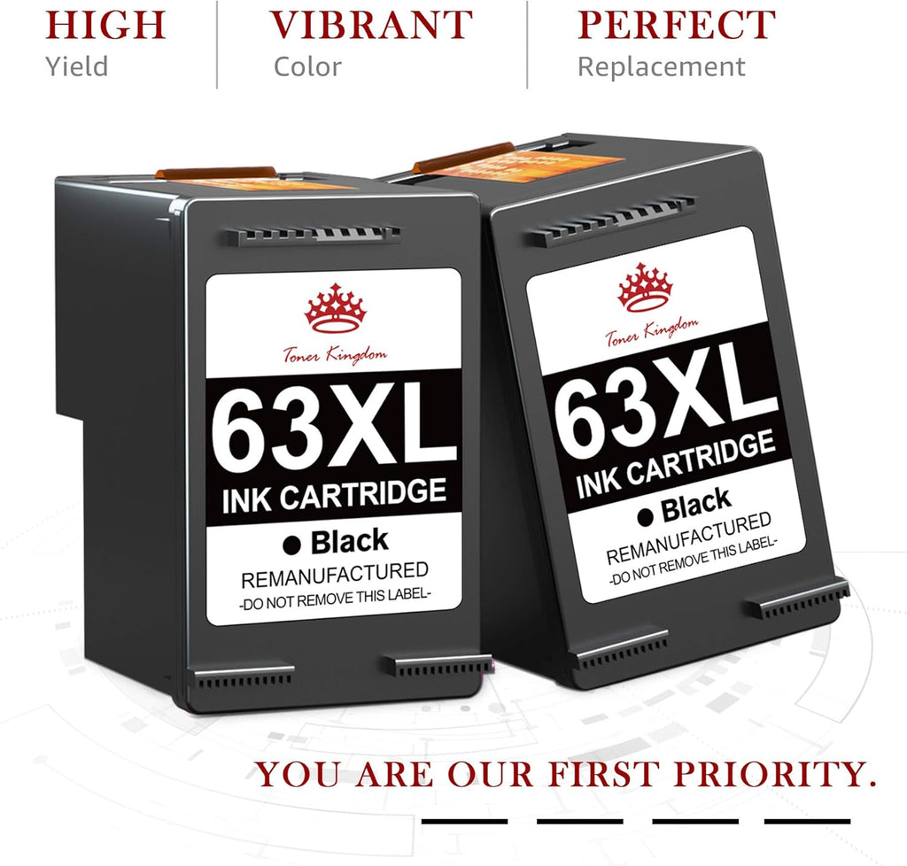 2 Pack Remanufactured Ink Cartridge for HP 63 63XL (2 Black) K36331