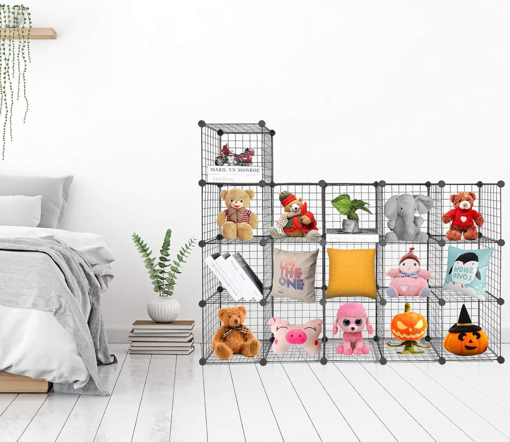 16-Cube Modular Wire Cube Storage Organizer, Black N356659