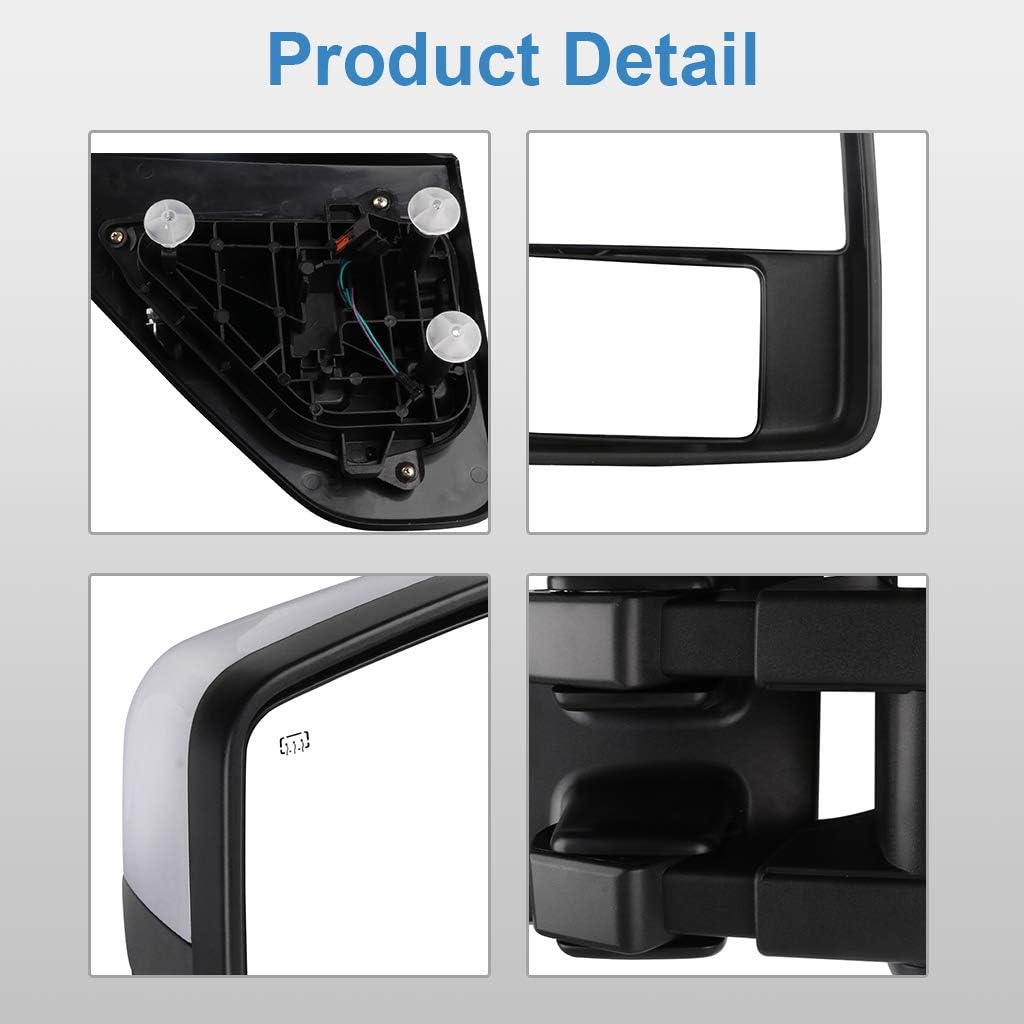 Chrome Housing Heated Power Towing Mirrors for Ford F-150 E1029