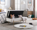 54 inches Faux Fur Upholstered Storage Bench with Gold Legs G4765