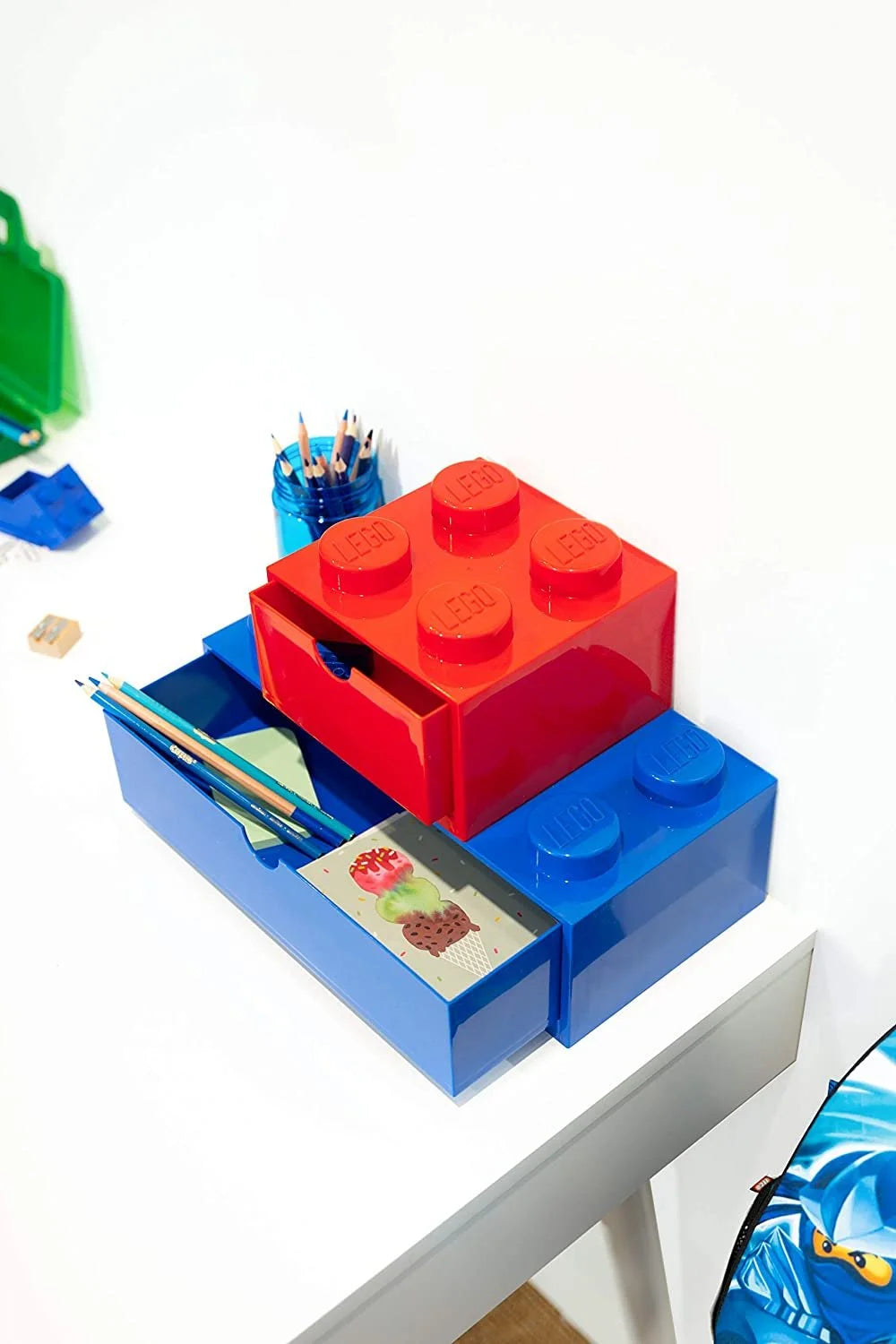 8 Stud Stackable Storage Brick Desk Drawer Z764