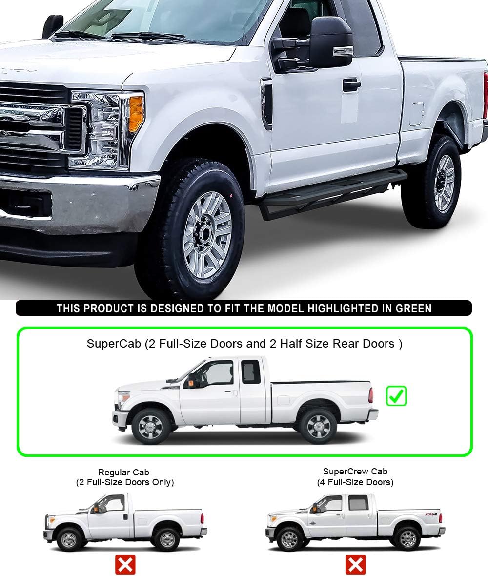 6.5in Aluminum Running Boards for Ford F250 F350 Super Duty Extended Cab E124
