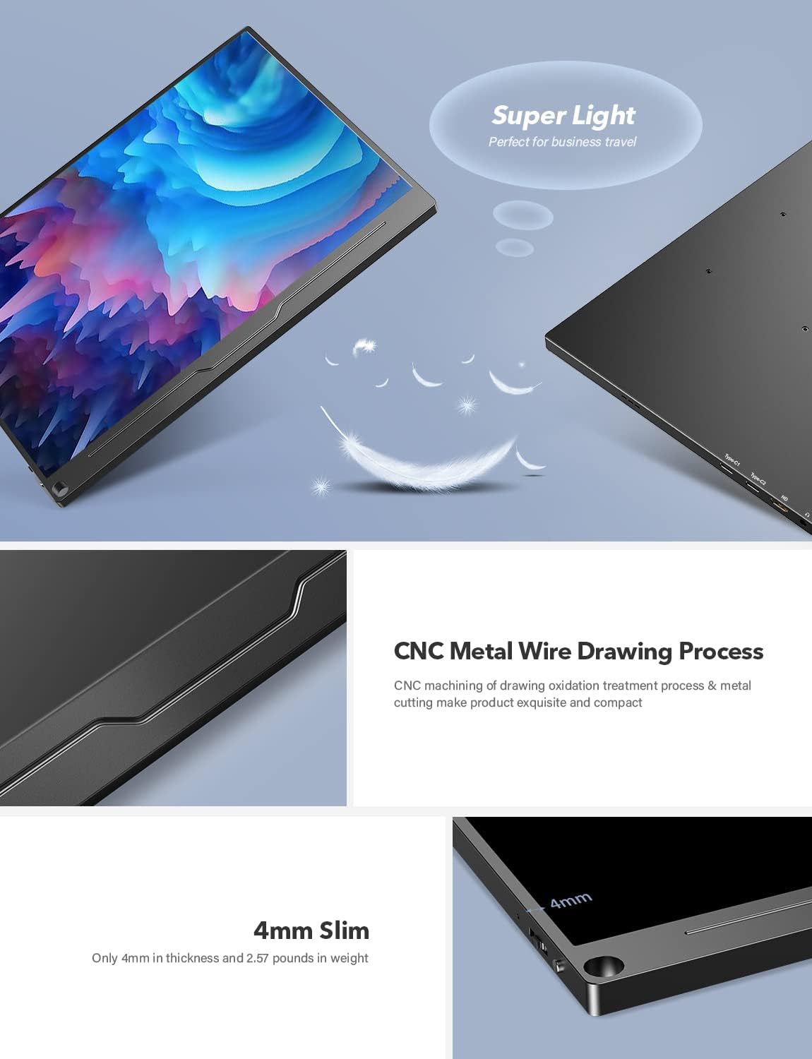 13.3'' 2560×1600 IPS USB C Portable Monitor A8643