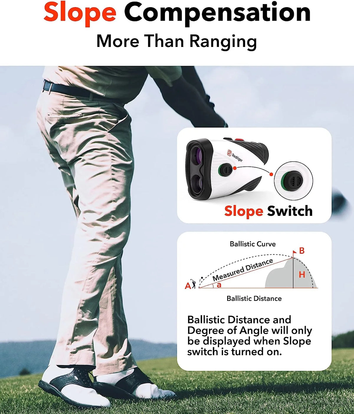 Black & White Mix Laser Golf Rangefinder with Slope, 1200 Yards Range L9652