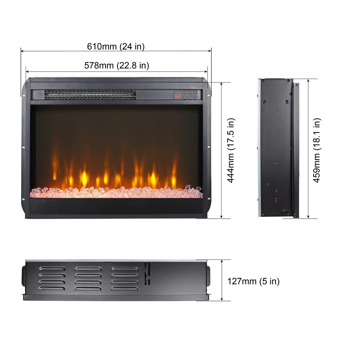 60 Inch Electric Fireplace Media TV Stand with LED Lights T15090