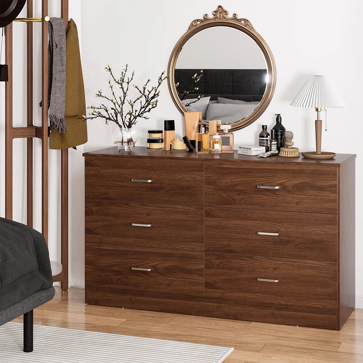 Black 6 Drawer Wood Dresser Z962