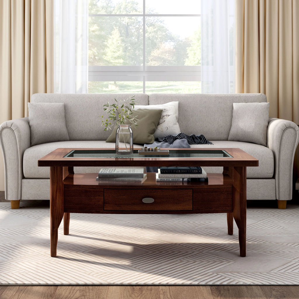 Dark Walnut 1-Drawer Wood Coffee Table H239