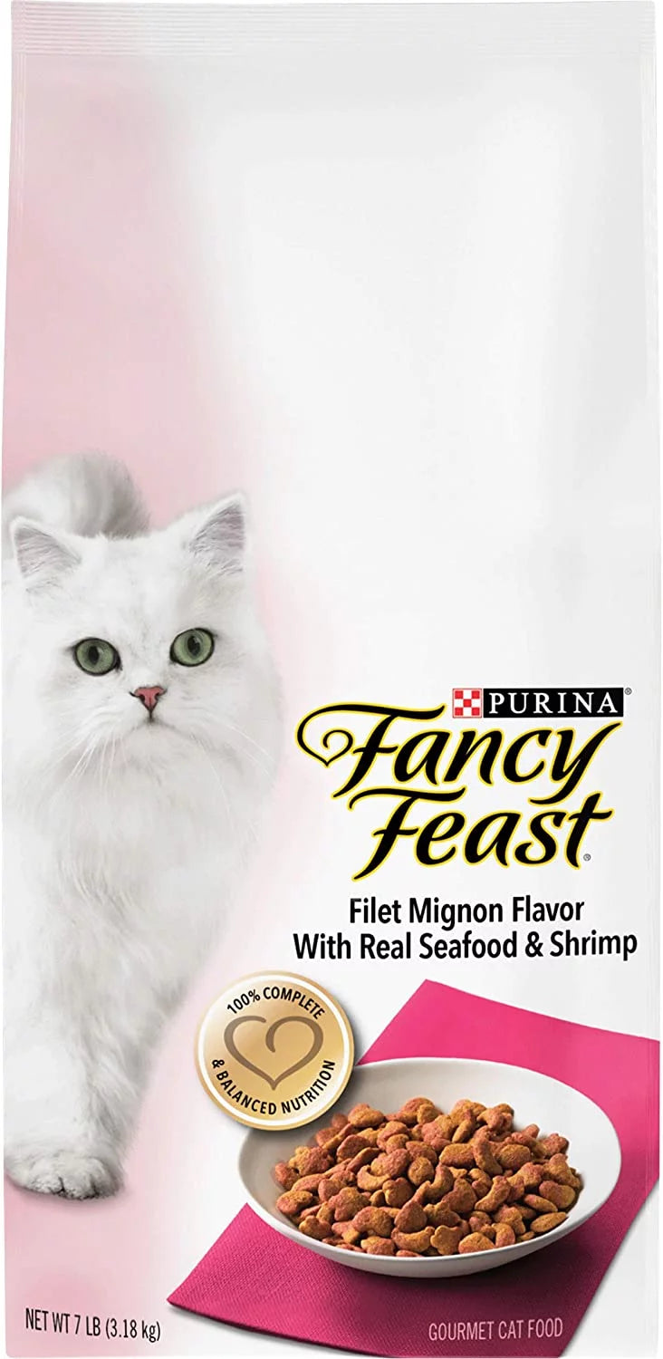 Filet Mignon Flavor With Real Seafood & Shrimp Dry Cat Food, 7 lb (Pack of 2) H83098