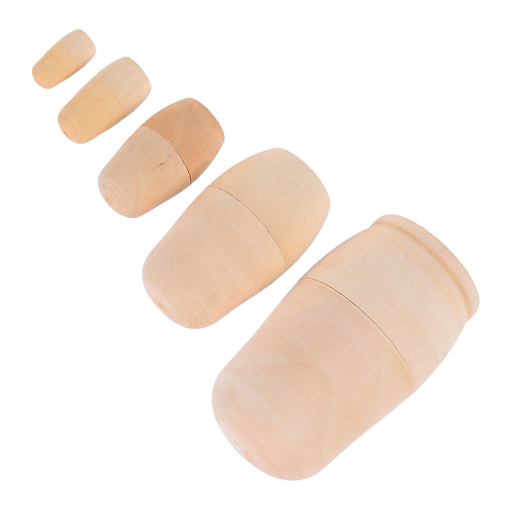 5Pcs Unpainted Wooden Nesting Dolls (Khaki) S163432