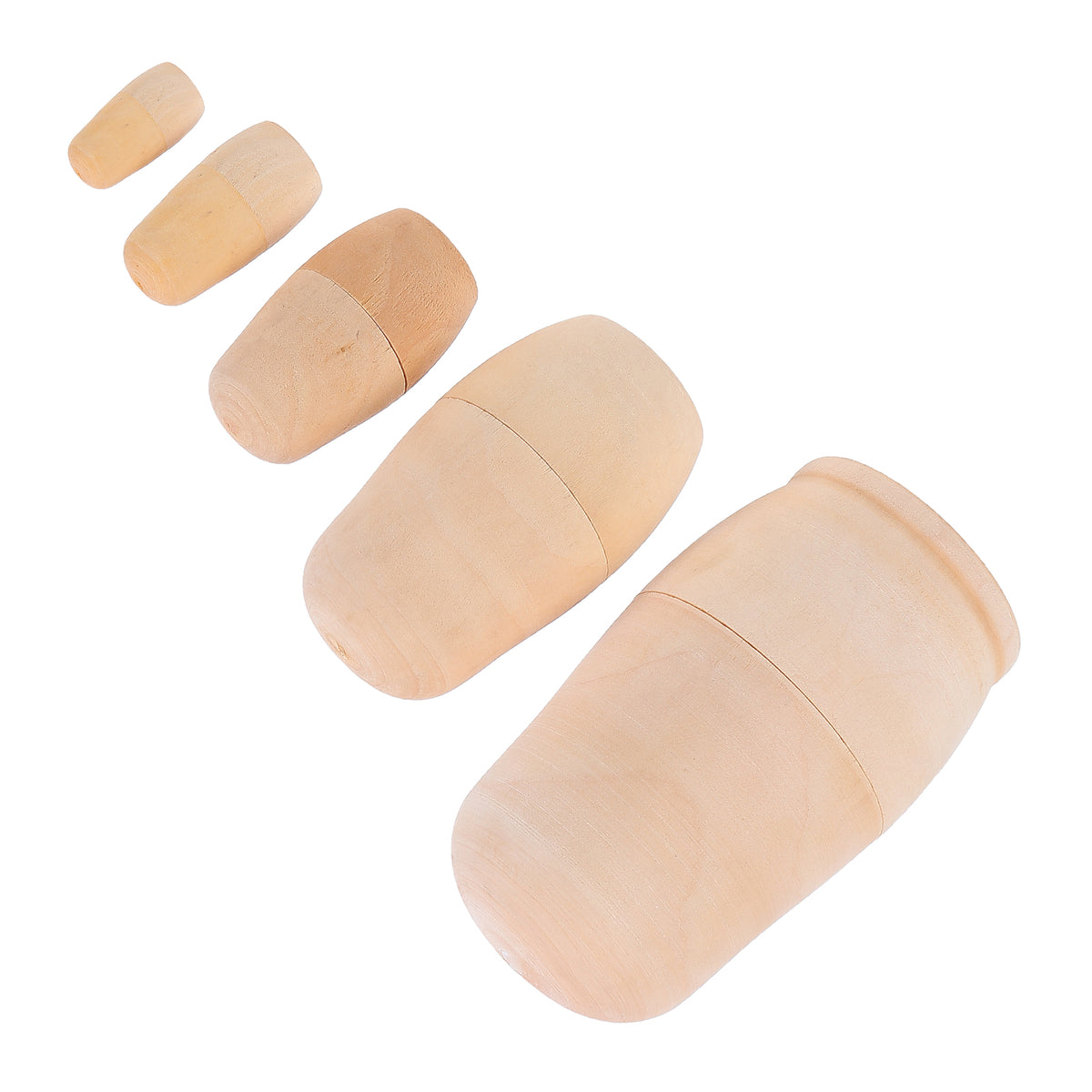 5Pcs Unpainted Wooden Nesting Dolls (Khaki) S163432