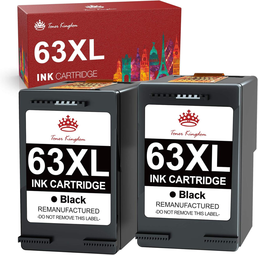 2 Pack Remanufactured Ink Cartridge for HP 63 63XL (2 Black) K36331