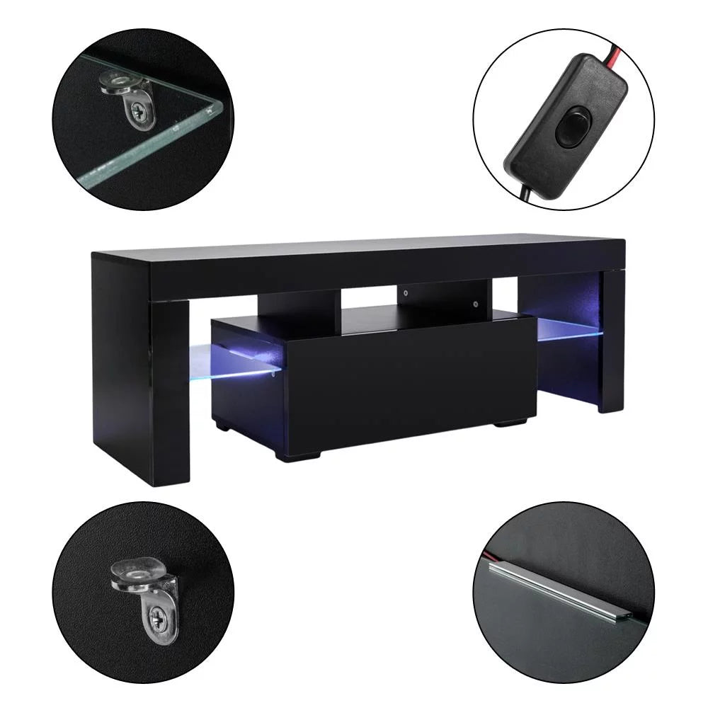 Black Particle Board TV Stand with 1 Drawer J489731