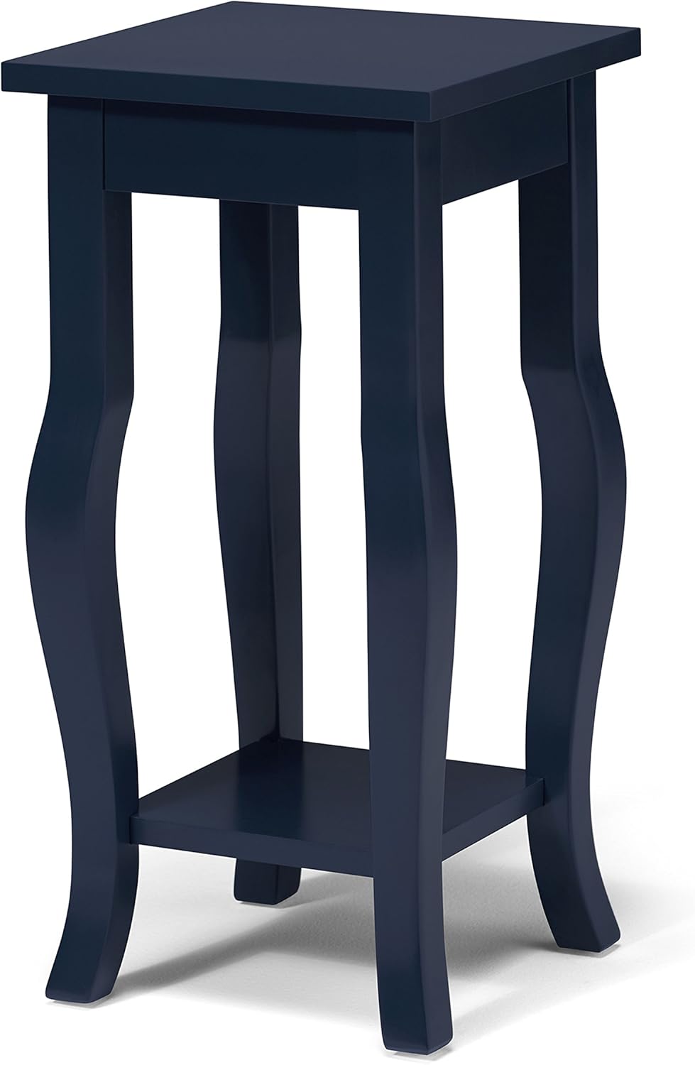 Black Wood Pedestal End Table with Lower Display Shelf, Pack of 2 C963