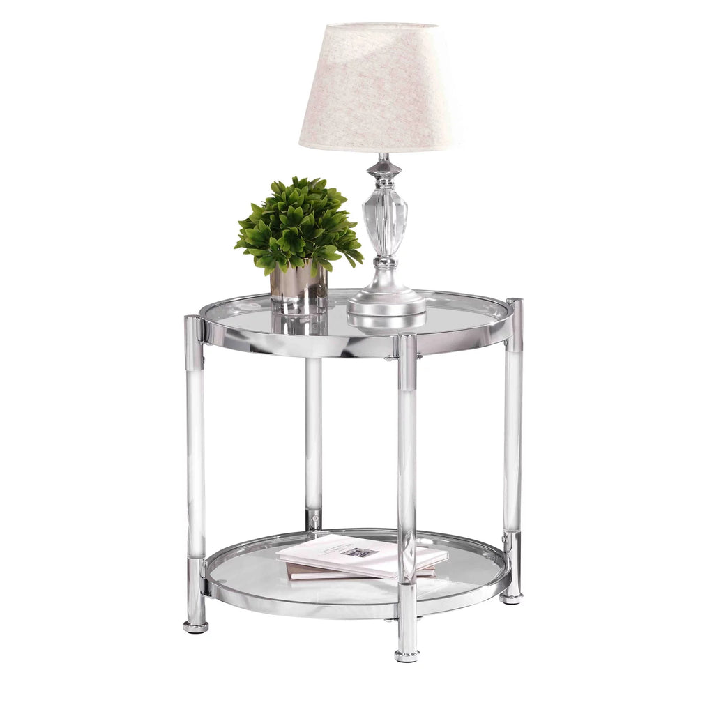 22" Round Acrylic Coffee Table with Metal Legs W382380