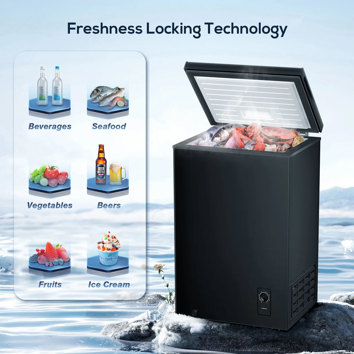 2.7 Cubic Feet Black Chest Freezer B576