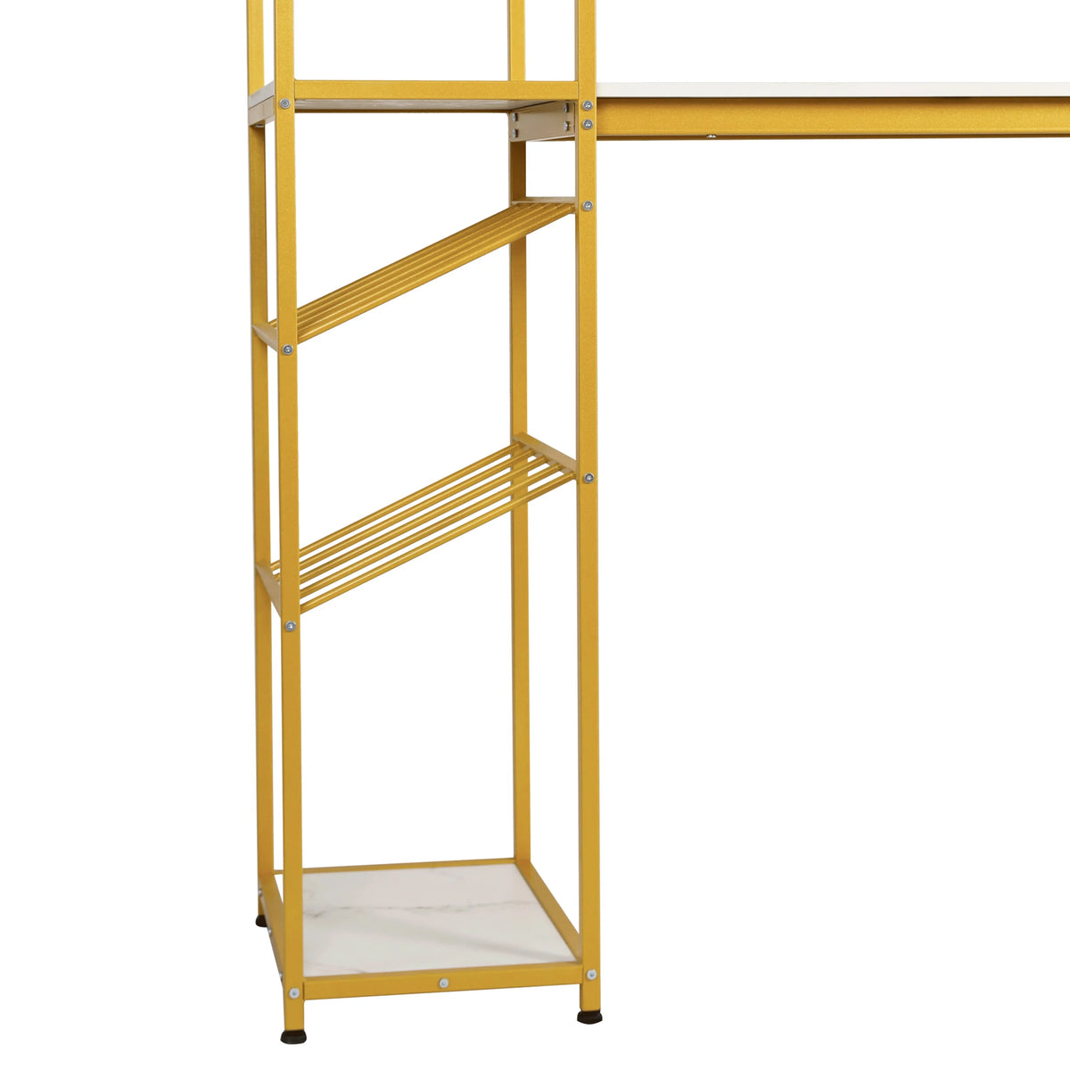 Gold Steel Tube Frame Bar and Wine Table with Faux Marble Melamine Table Top Z27025