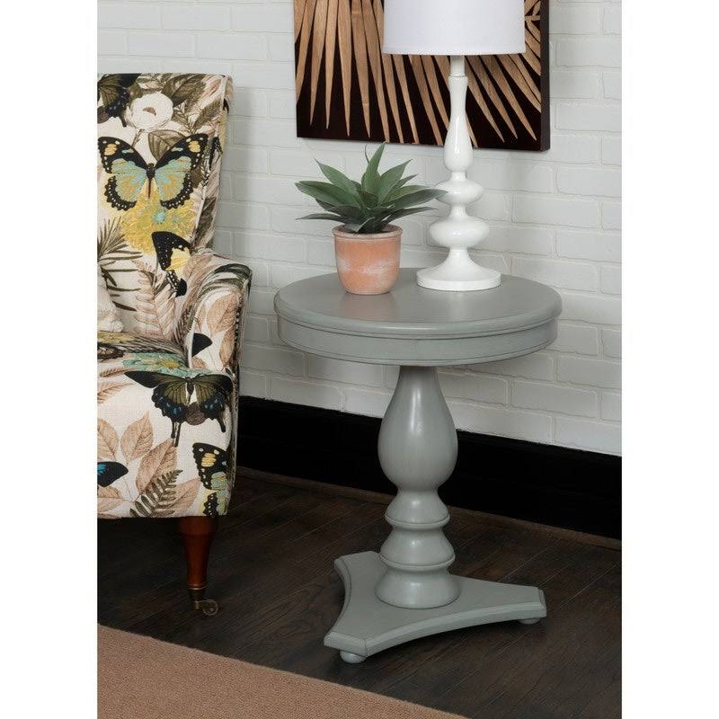 White Round Accent Side Table I2169