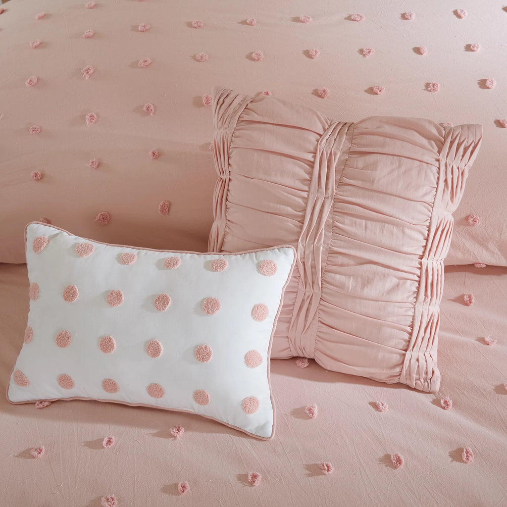 Cotton Jacquard Pink 5-Piece Comforter Set B3626
