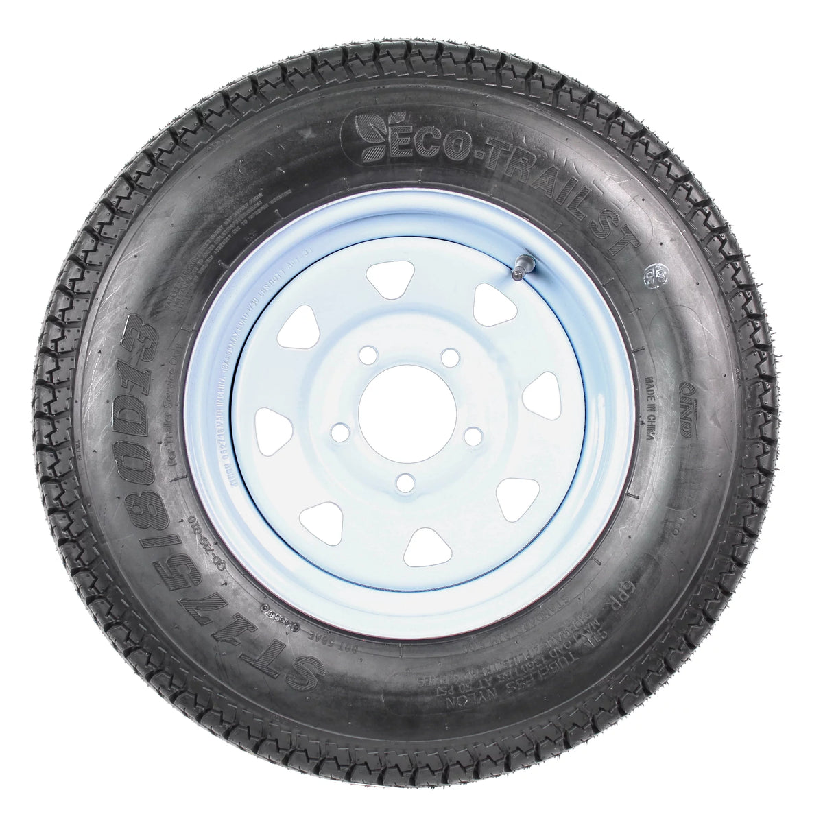 Trailer Tire Rim ST175/80D13 5 Lug White Spoke K60438