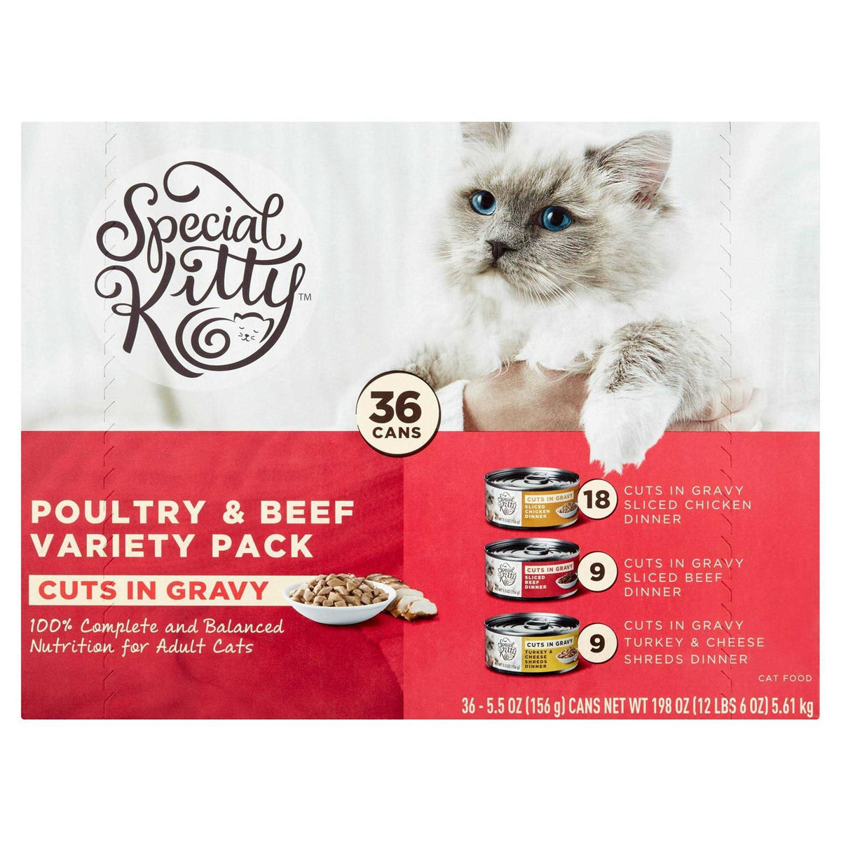 Beef Chicken Turkey & Cheese Gravy Sliced Wet Cat Food Variety Pack I61471