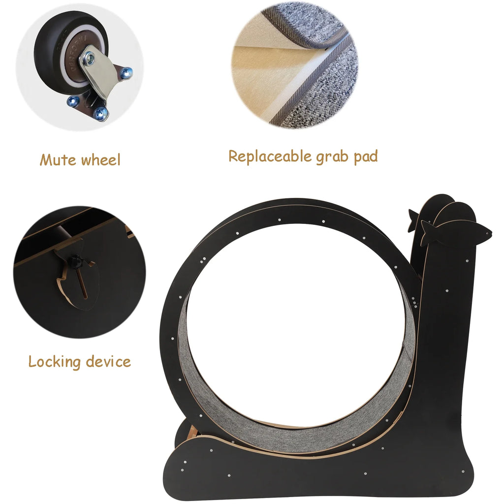 Cat Running Wheel Treadmill with Safety Lock Wooden Exercise Wheel F3395