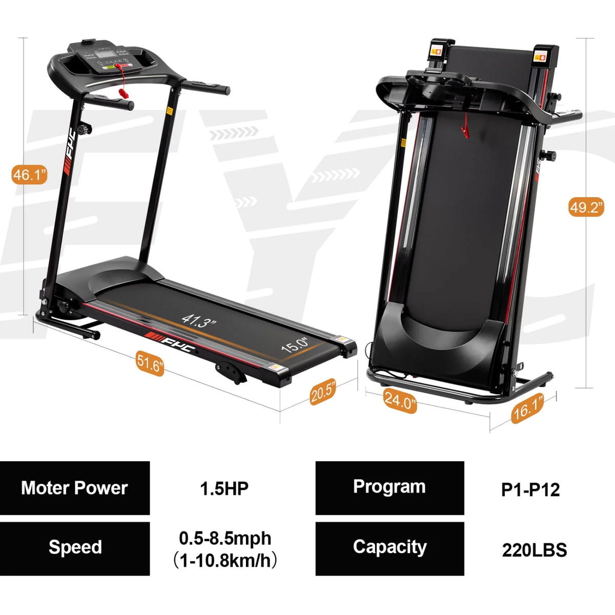 2.5HP Incline Folding Treadmill G853