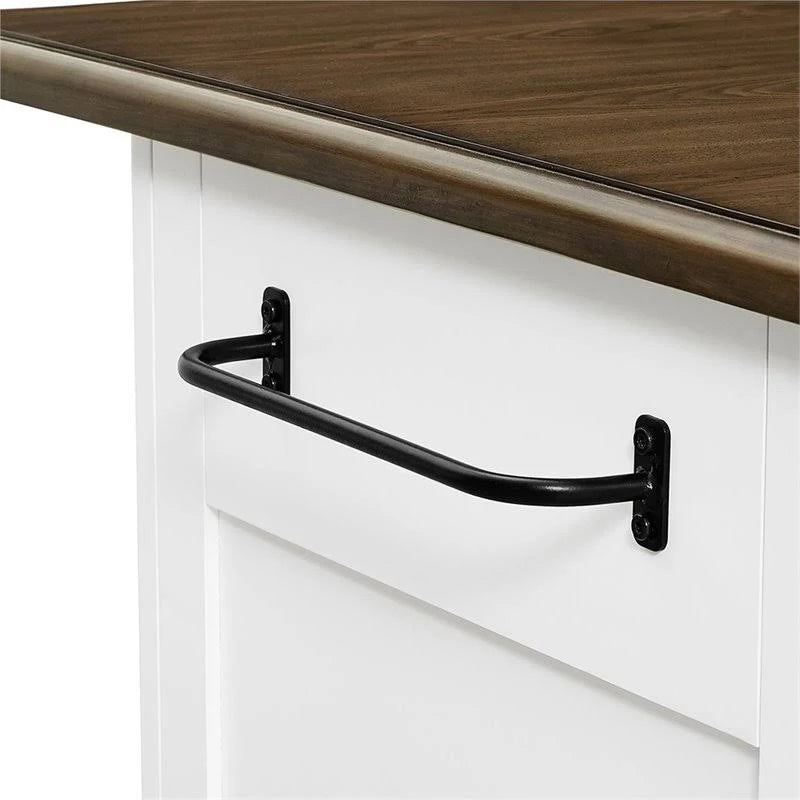 White Kitchen Island with 2 Stools W761