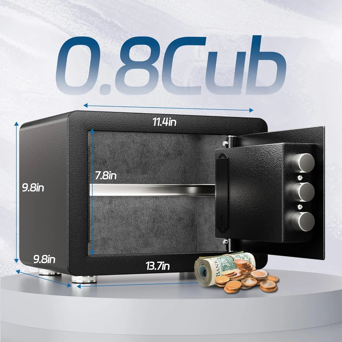 0.8 Cubic Feet Steel Security Safe with Lock Box K146669